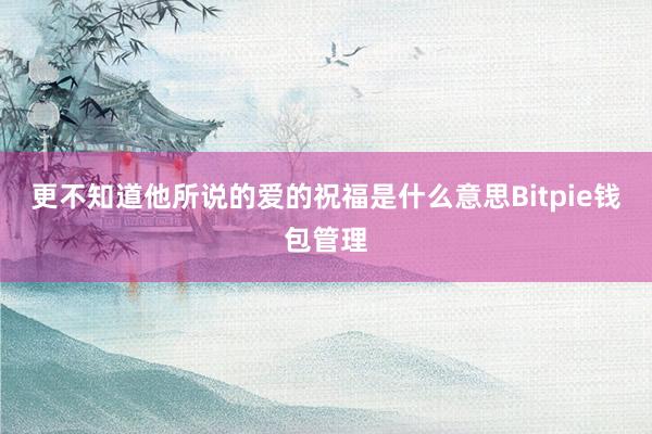 更不知道他所说的爱的祝福是什么意思Bitpie钱包管理