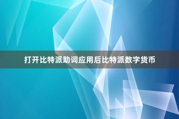 打开比特派助词应用后比特派数字货币