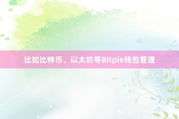 比如比特币、以太坊等Bitpie钱包管理