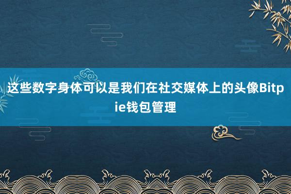 这些数字身体可以是我们在社交媒体上的头像Bitpie钱包管理