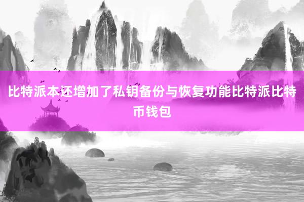 比特派本还增加了私钥备份与恢复功能比特派比特币钱包