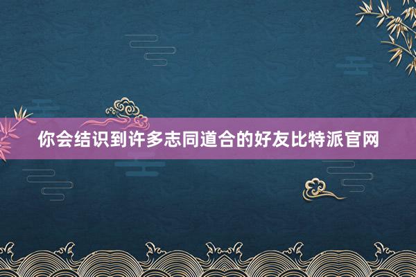 你会结识到许多志同道合的好友比特派官网