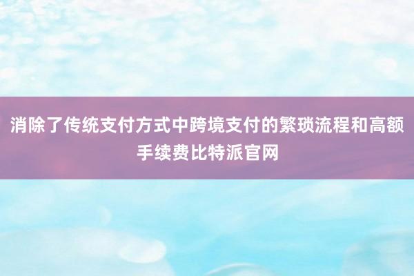 消除了传统支付方式中跨境支付的繁琐流程和高额手续费比特派官网