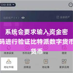 系统会要求输入资金密码进行验证比特派数字货币